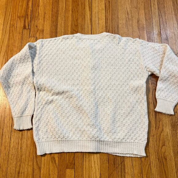 Vintage Winona Knits Sweater Women Medium Chunky Beige Crew Neck USA Made Floral - Picture 3 of 8